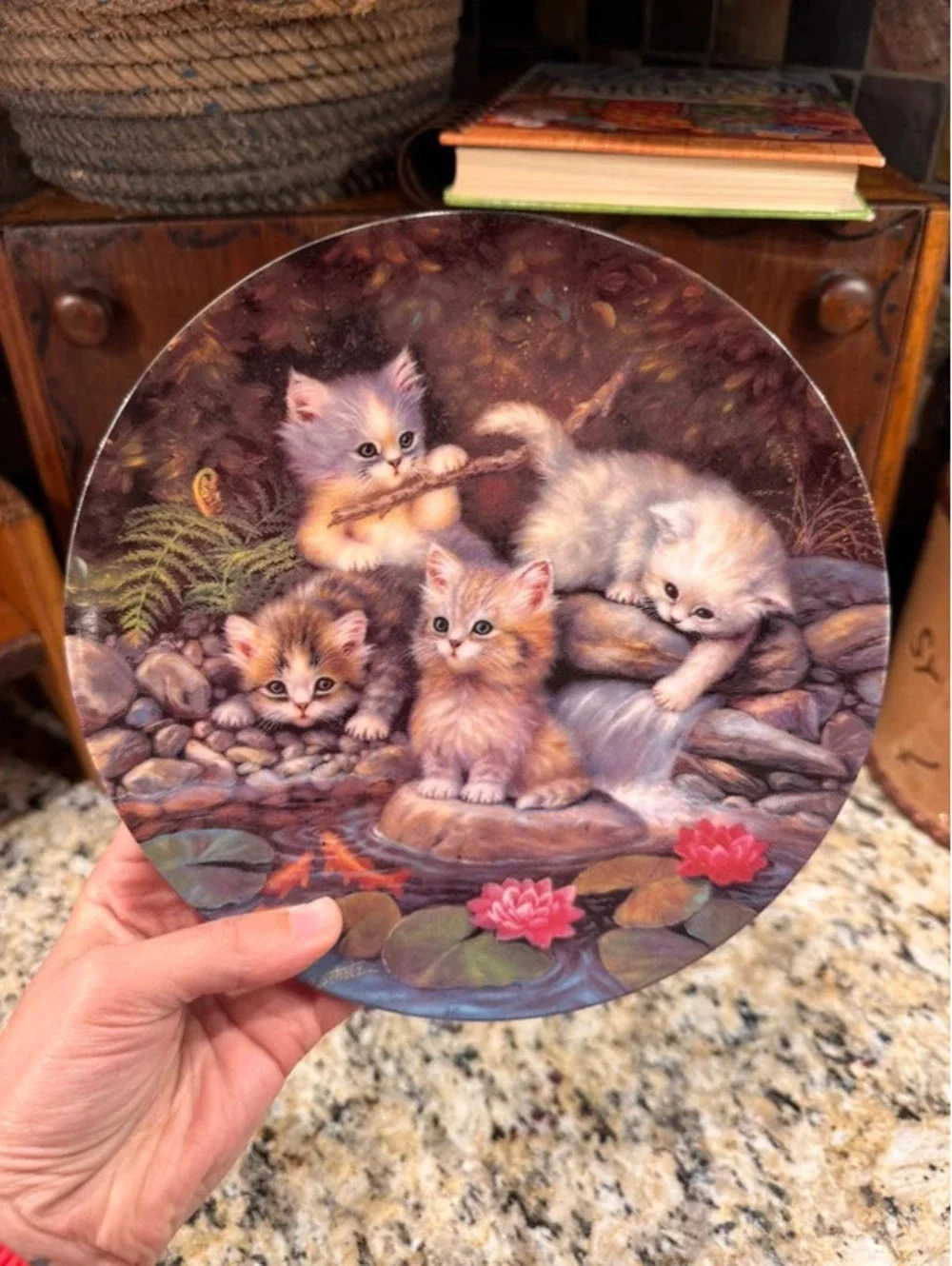 Vintage Grannycore kitten plate